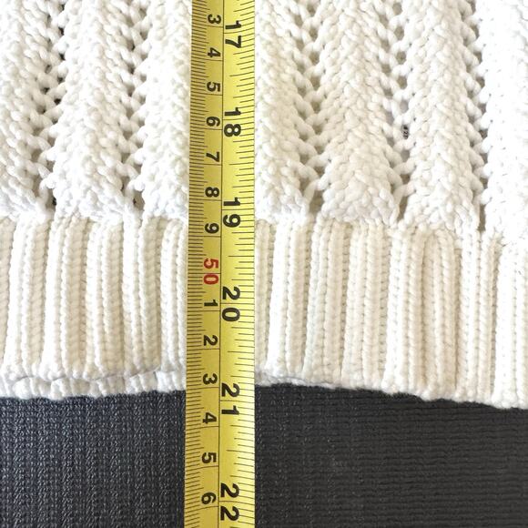 Haven Well Within Open Stitch Johnny Collar Cotton Blend Knit Sweater White - Picture 8 of 13